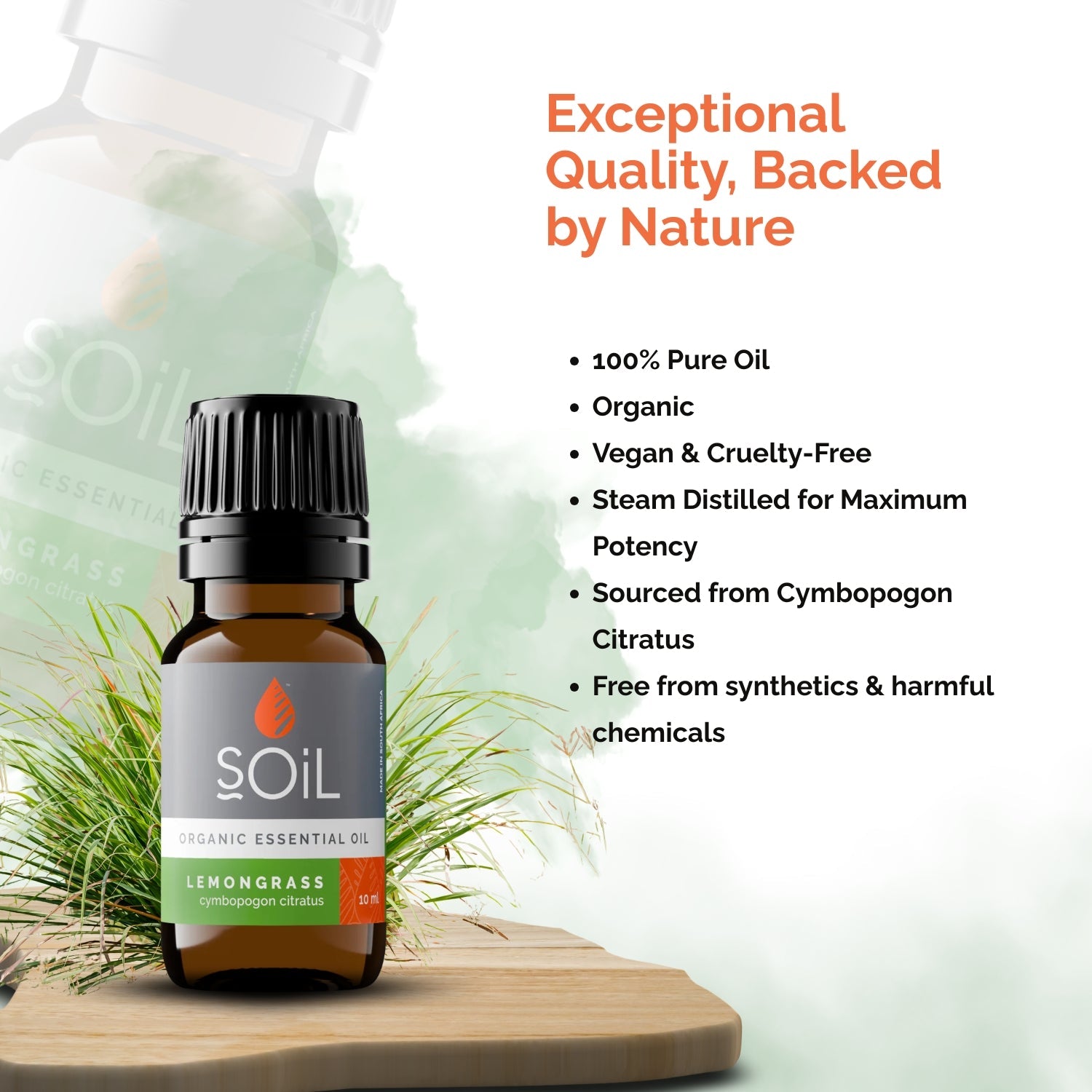 Organic Lemongrass Essential Oil (Cymbopogon Citratus) 10ml